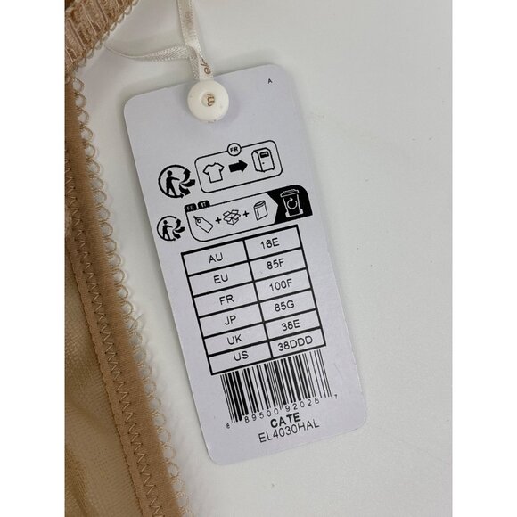 Elomi Cate Full Figure Embroidered Full Cup Underwire Satin Bra Tan 38DDD NEW - Picture 6 of 7